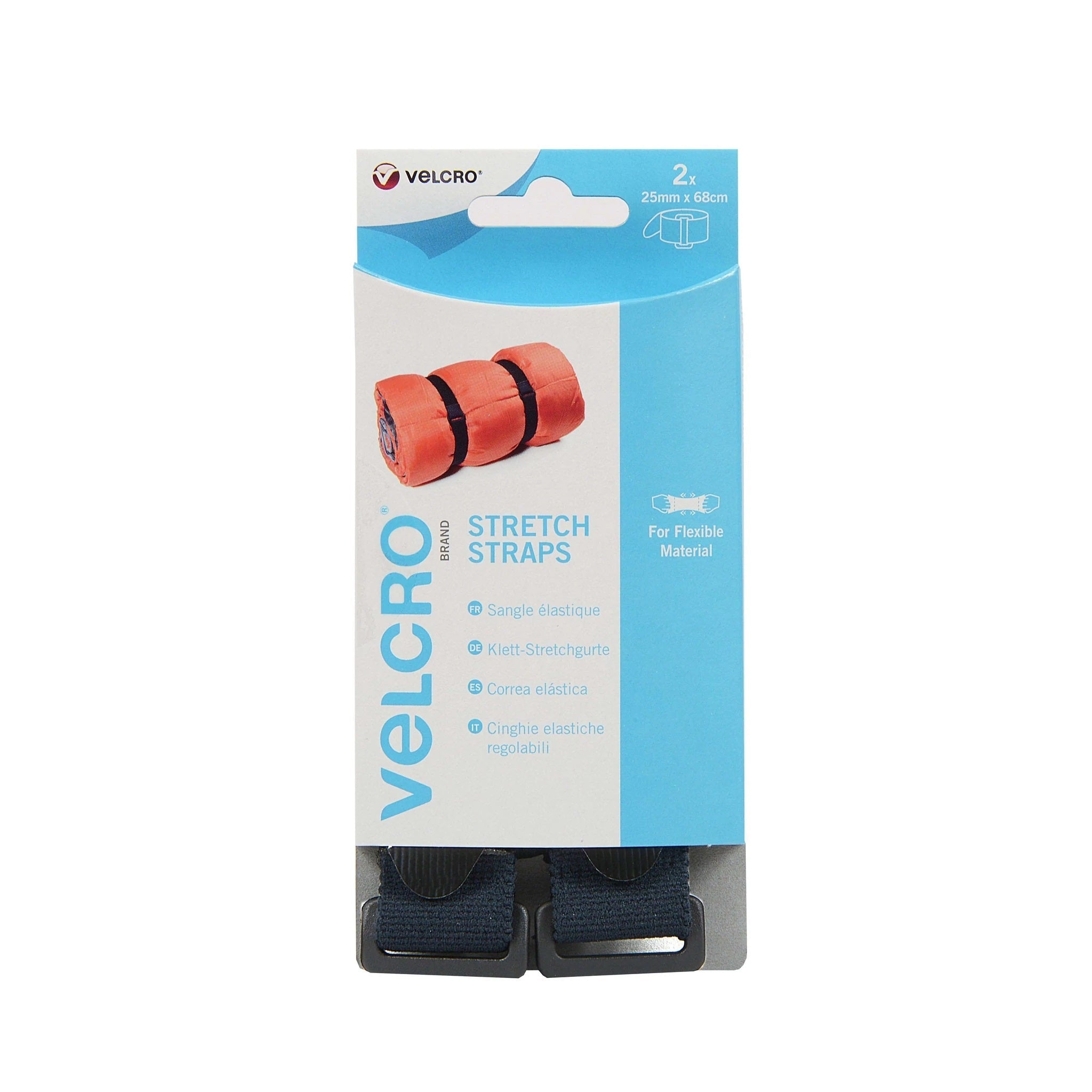 Correa elástica VELCRO® - Negra - 25 mm x 68 cm