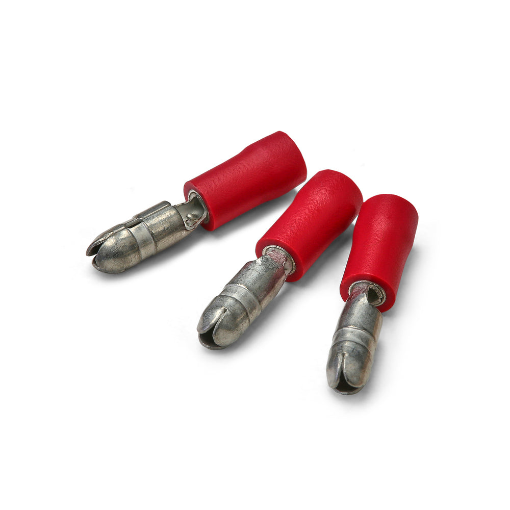 Terminal bala macho rojo de 4 mm - Paquete de 100