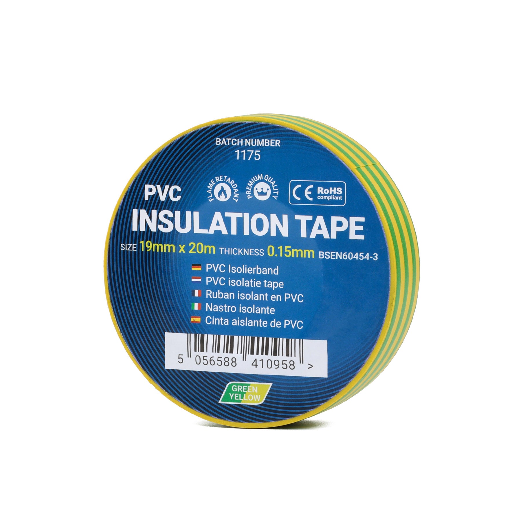 PVC-sähköteippi - vihreä ja keltainen (maa)