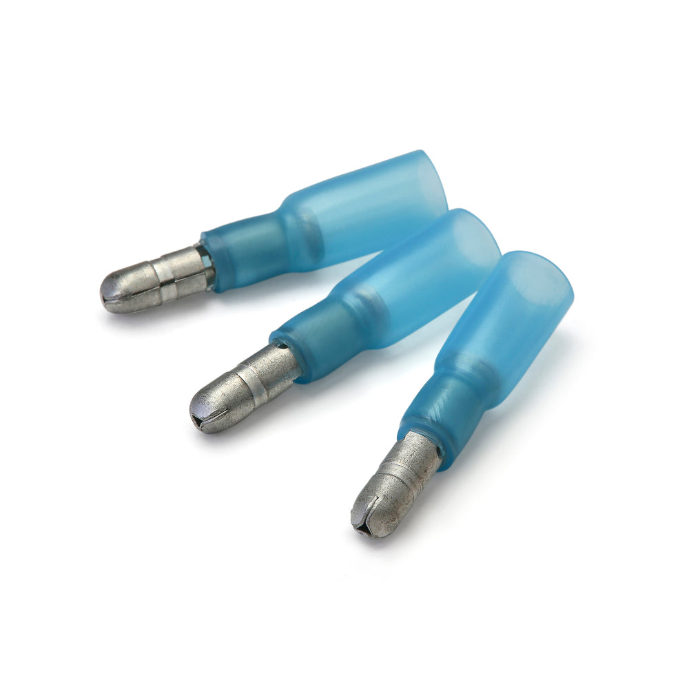 Borne macho termorretráctil azul de 4 mm - Paquete de 100