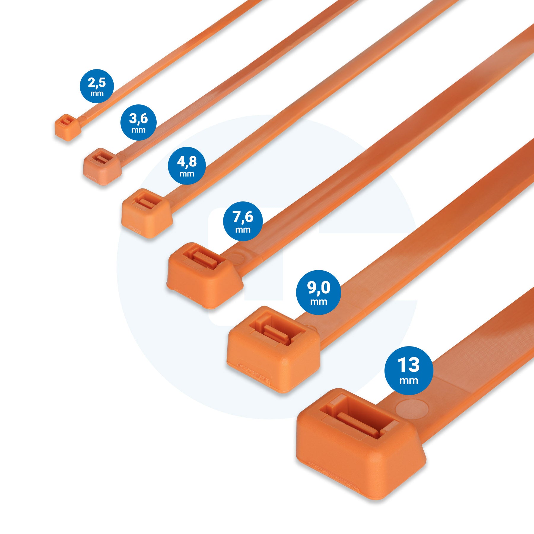 Pomarańczowe opaski zaciskowe - Opakowanie 100 sztuk