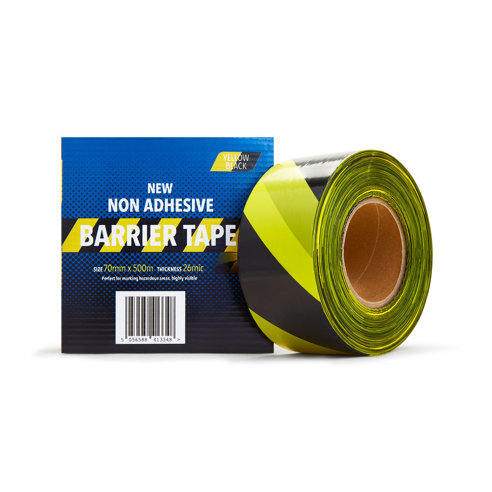 Barrier Tape - Black & Yellow - 70 mm x 500 m