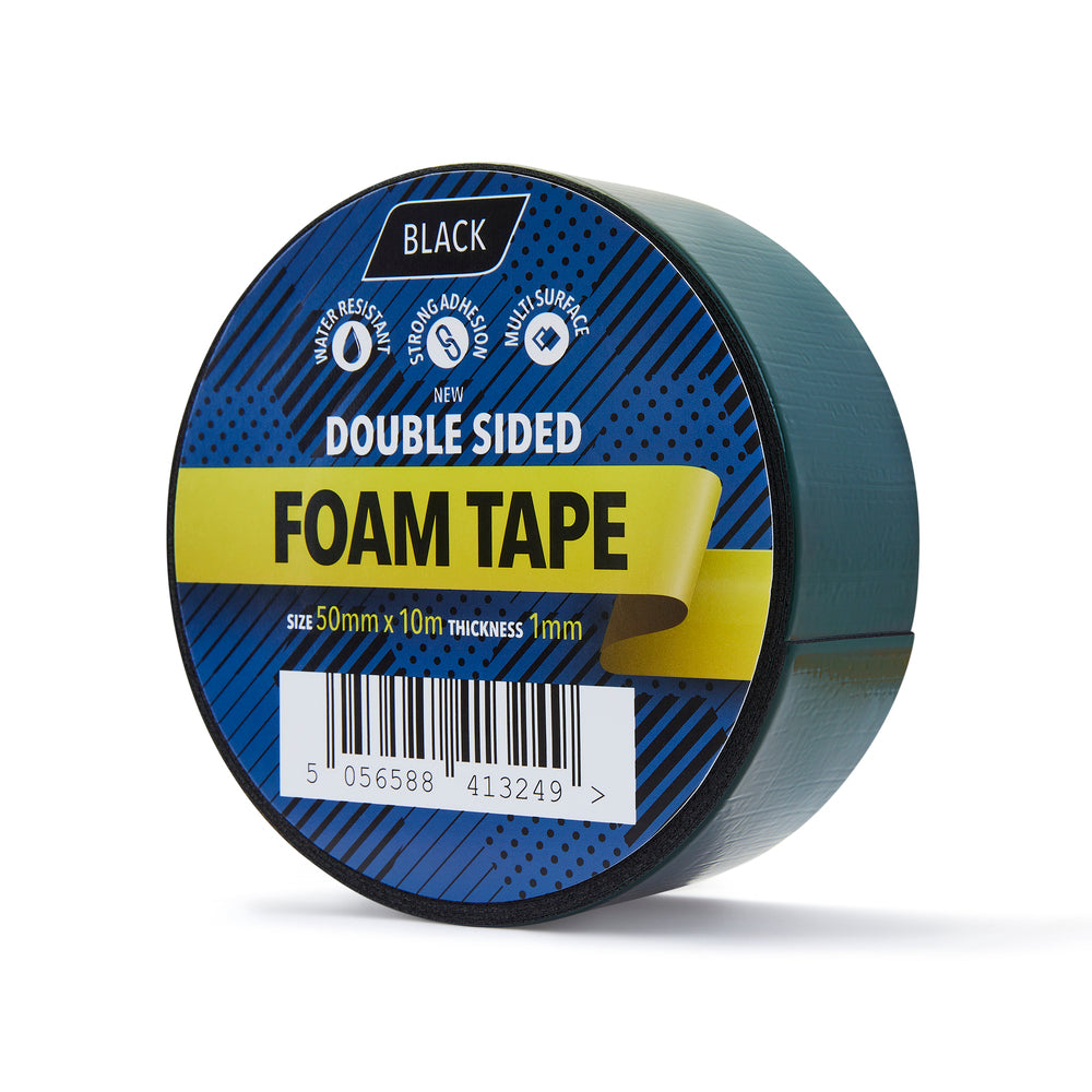 50mm x 10m Black Double-Sided Foam Tape - 1 Roll