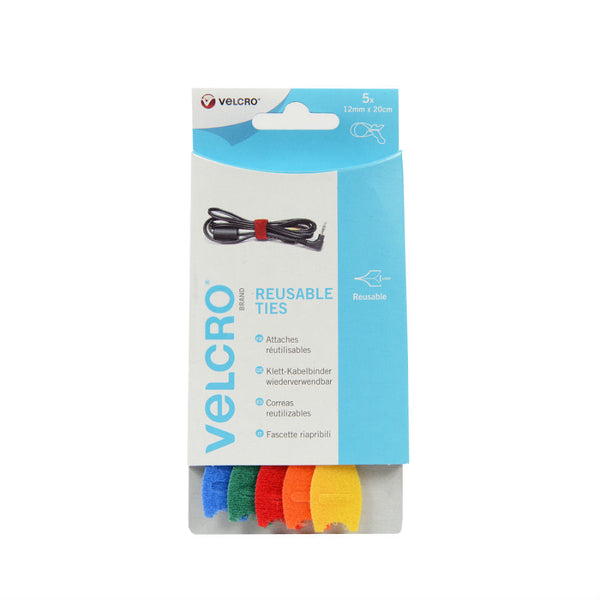 VELCRO® ONE-WRAP® Cable Ties - 200 x 12 mm - 5 Colours (5 Cable Ties)