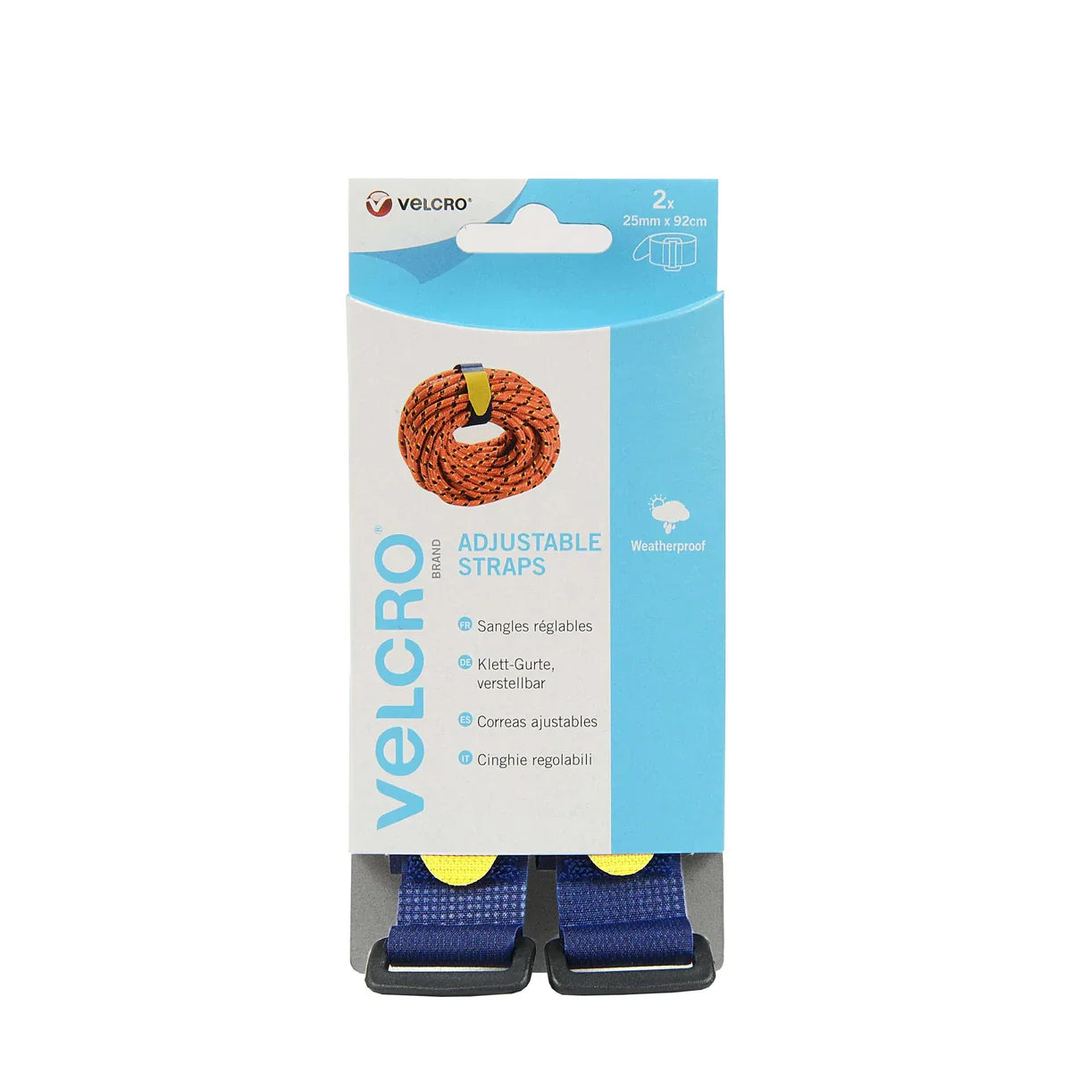 Sangles réglables VELCRO® - 25 mm (460 mm ou 920 mm de longueur) - Lot de 2