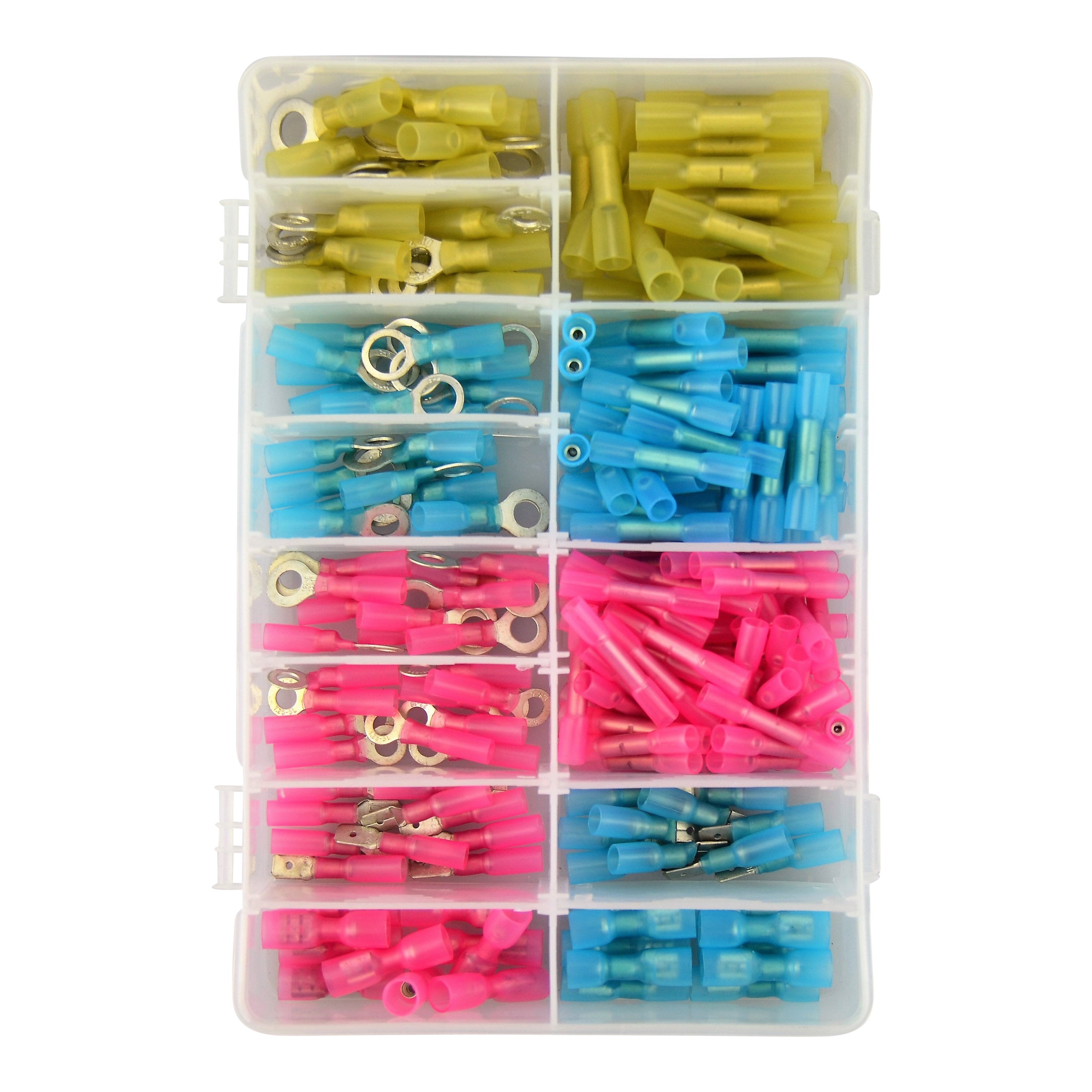 Red, Blue & Yellow Heat Shrink Terminal Assortment Kit - 210 Pcs Total