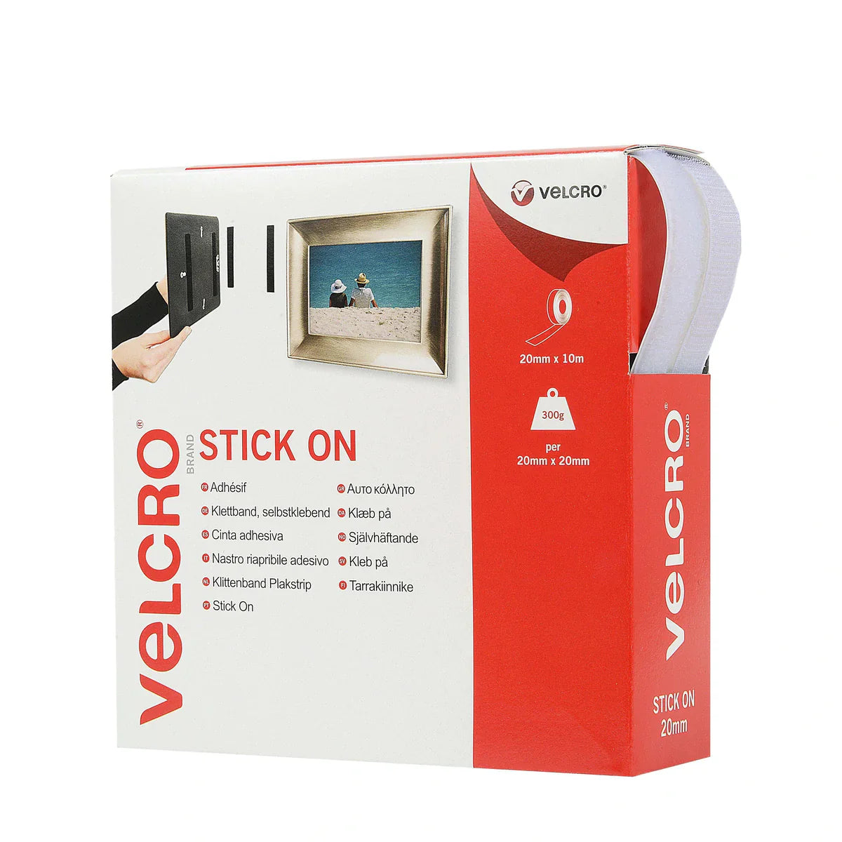 VELCRO® Stick On Tape - 20 mm (2,5 m eller 10 m rulle)