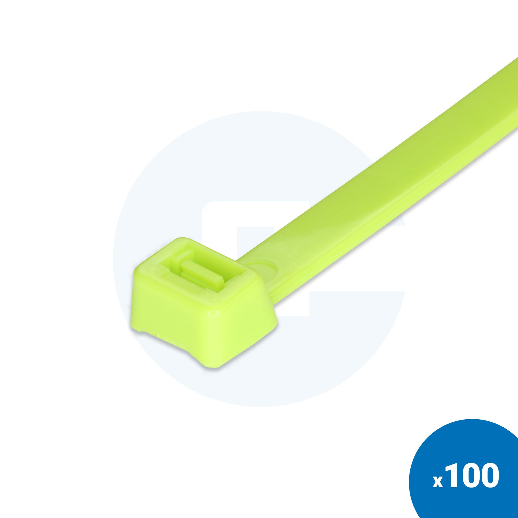 Neonowo zielone opaski zaciskowe - Opakowanie 100 szt.