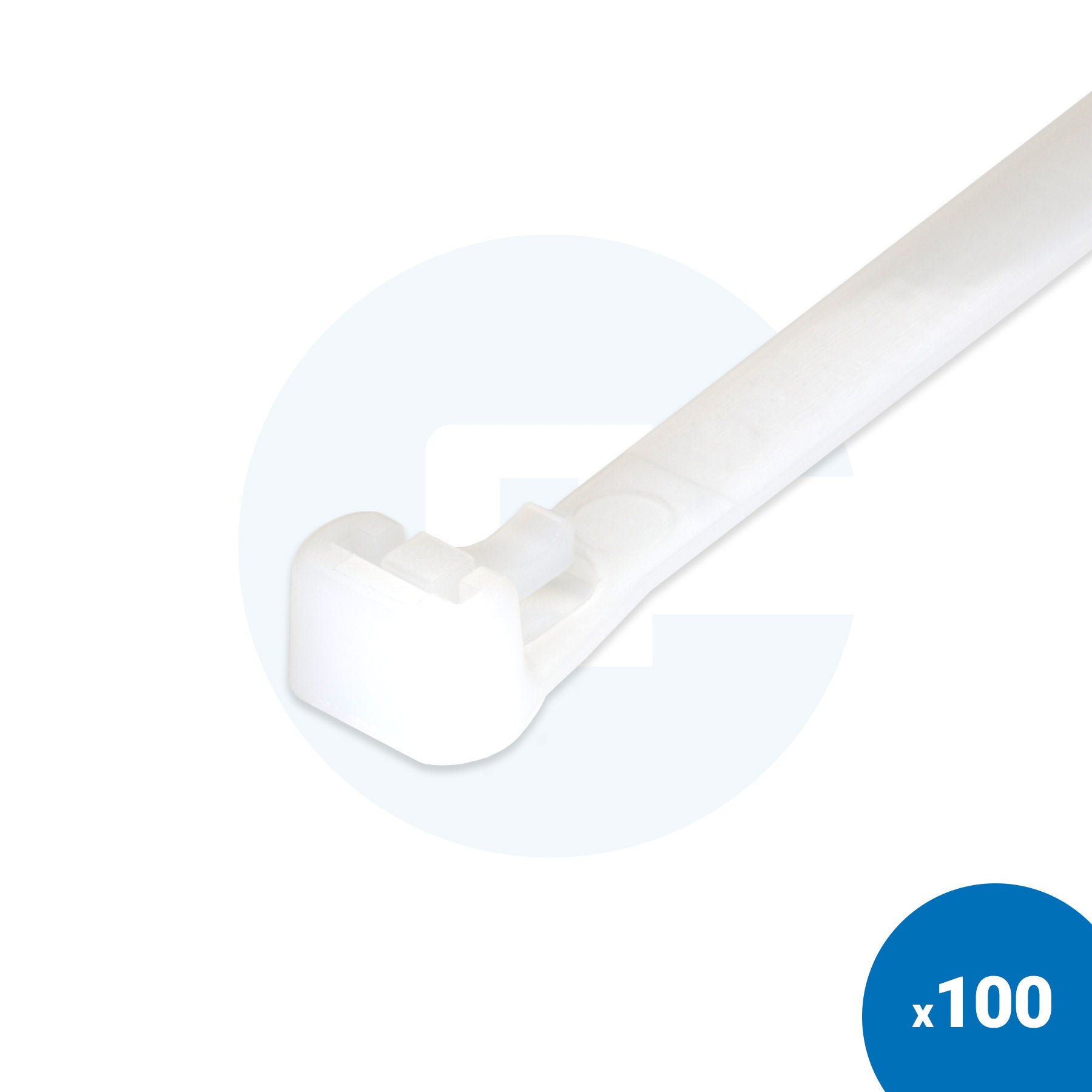 Bílé opakovaně použitelné stahovací pásky - balení 100 ks